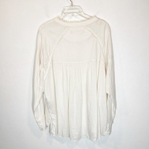 We the Free People Keep it Simple Button Down off White shirt Size S Linen blend - Picture 7 of 12